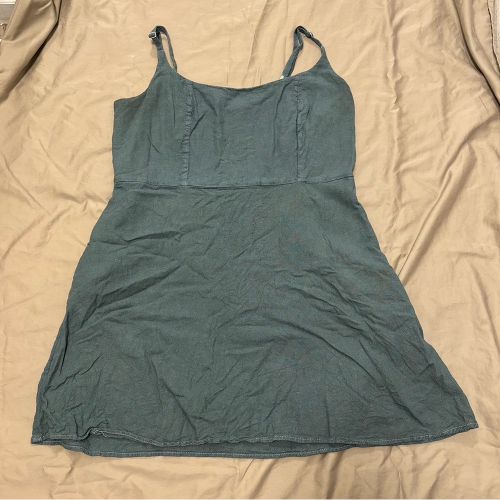 Old Navy Green A-line linen blend dress